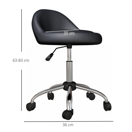 Height-adjustable swiveling rolling stool, artificial leather, black