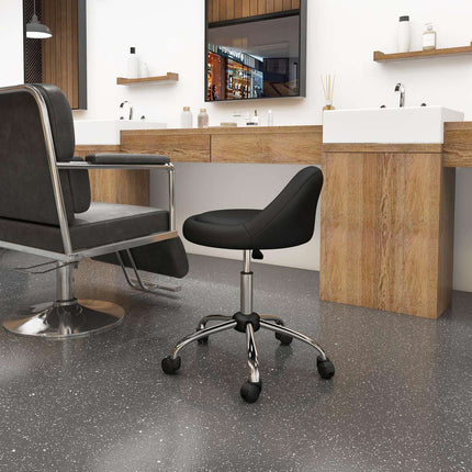 Height-adjustable swiveling rolling stool, artificial leather, black