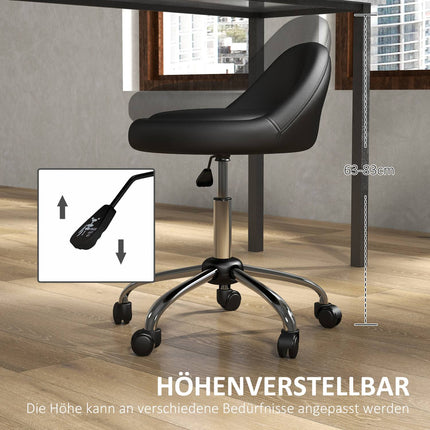 Height-adjustable swiveling rolling stool, artificial leather, black
