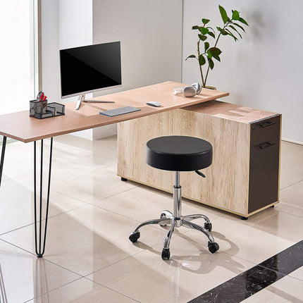 Rolling Stool With Wheels, 450 lb, Adjustable PU Leather