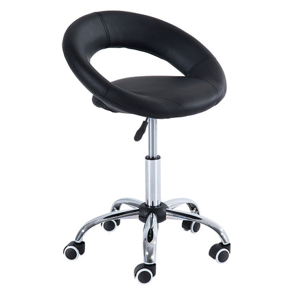 Height adjustable swivel stool - black PU & metal