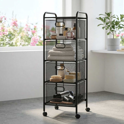 Rolling Storage Cart, 4-Drawer Organizer With Casters