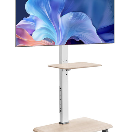Rolling TV Stand for 32-70 Inch, Height Adjustable, Tray