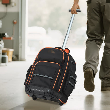 Rolling Tool Backpack, 110 lb Capacity, 45 Pockets
