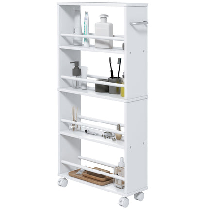 4 Tier Slim Rolling Cart White Kitchen Storage Organizer