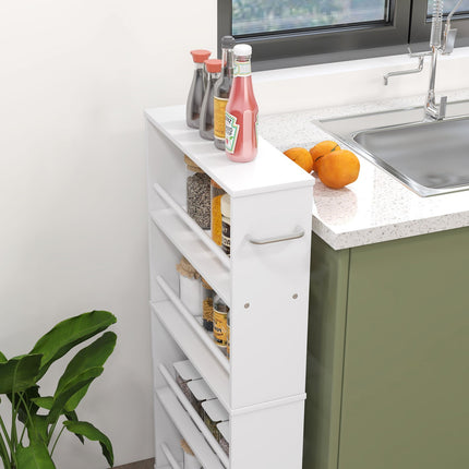 4 Tier Slim Rolling Cart White Kitchen Storage Organizer