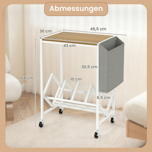 Rolling Turntable Stand with Vinyl Storage & Magazine Rack