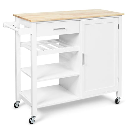 Rolling kitchen cart Mobile kitchen island with drawer 100 x 48 x 90 cm White