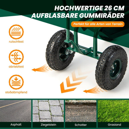 Rolling seat with wheels, 360° rotatable, height-adjustable, mobile garden seat, 90 x 59 x 106 cm, green