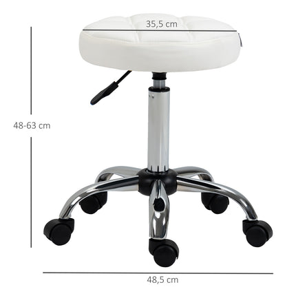Adjustable white rotating stool in artificial leather - office and salon