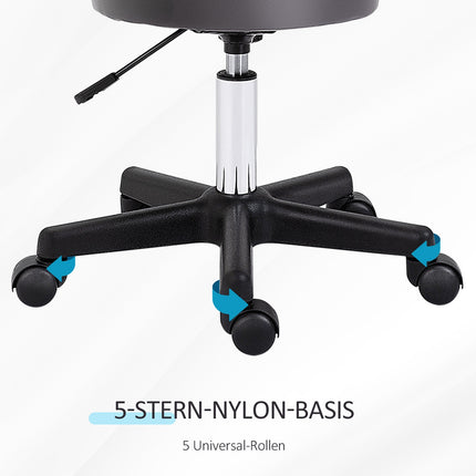 Height-adjustable rotating stool in gray artificial leather
