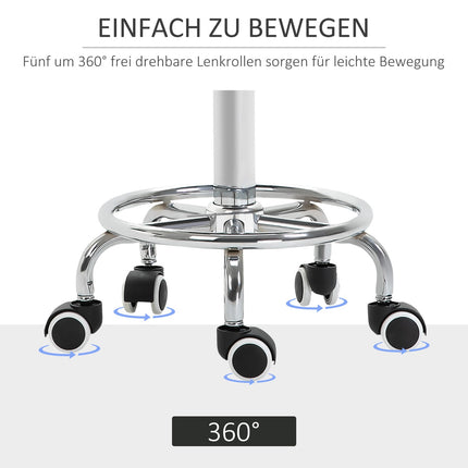 Height-adjustable swivel salon stool with wheels, black