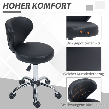 Rotating massage stool - adjustable ergonomic seat, black artificial leather