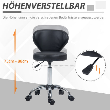 Rotating massage stool - adjustable ergonomic seat, black artificial leather