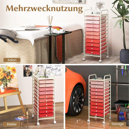 Rolling trolley with 10 stackable drawers roll container bathroom trolley bathroom trolley pink