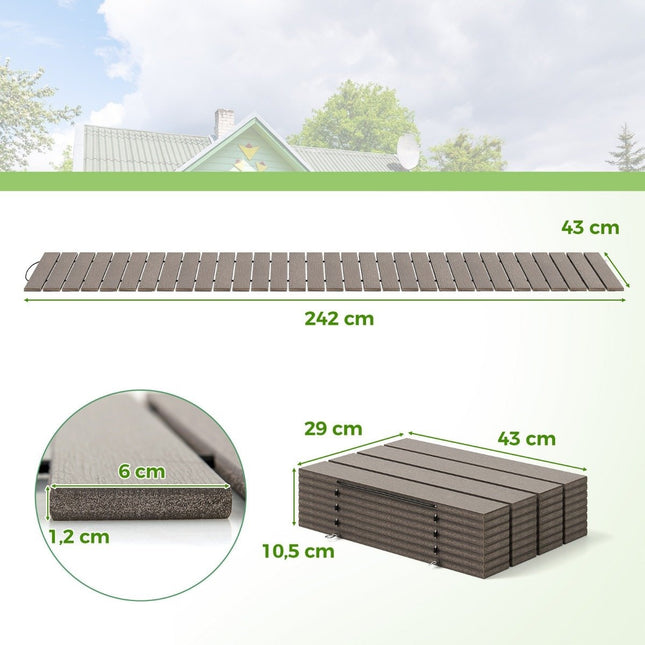 Roll-out path made of HDPE I 242 cm I Width 43 cm I Weatherproof I Roll-out garden path for wedding garden gray