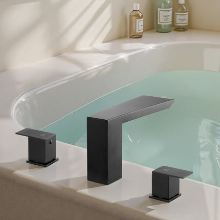 Roman Tub Faucet, 2-Handle Waterfall, Matte Black, Stainless Steel