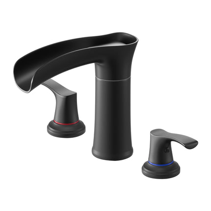 Roman Tub Faucet – 3-Hole Waterfall, Dual Handle, Matte Black