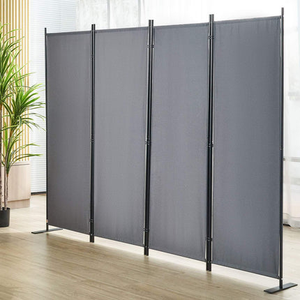 Room Divider, 4-Panel Folding Privacy Screen, Dark Gray