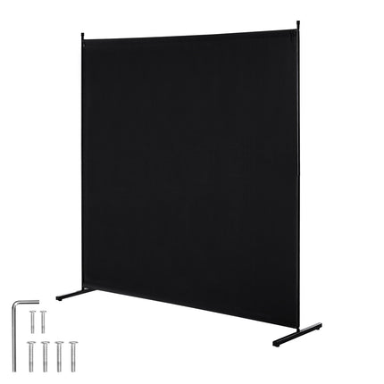 Room Divider Privacy Screen, 6 ft Single Panel, Freestanding, Black