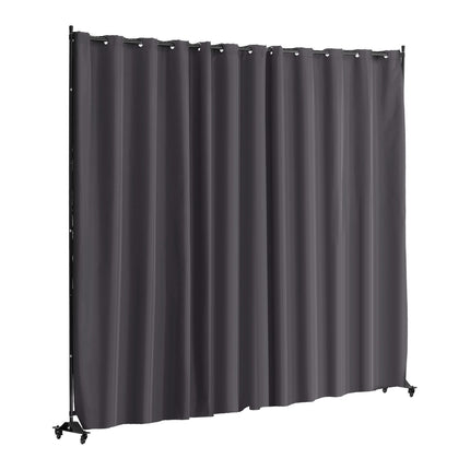 Room Divider Privacy Screen with Wheels, Freestanding, Gray