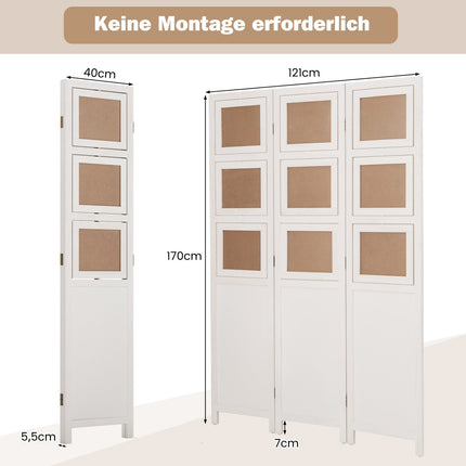 Room Divider with 9 Rotating Photo Frames, 170 x 121 cm