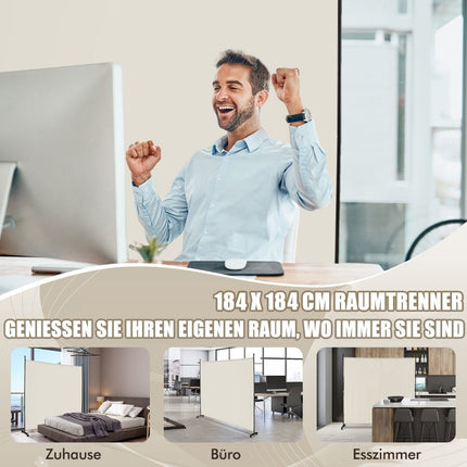 Room Divider with Panel, 184 x 30 x 184 cm, Beige