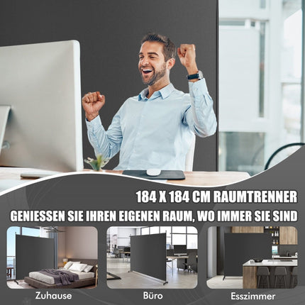 Room Divider with Panel, 184x30x184 cm, Grey