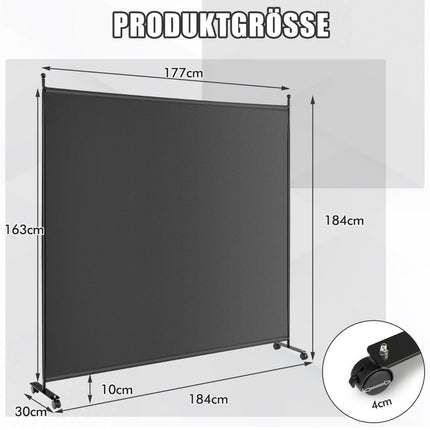 Room Divider with Panel, 184x30x184 cm, Grey