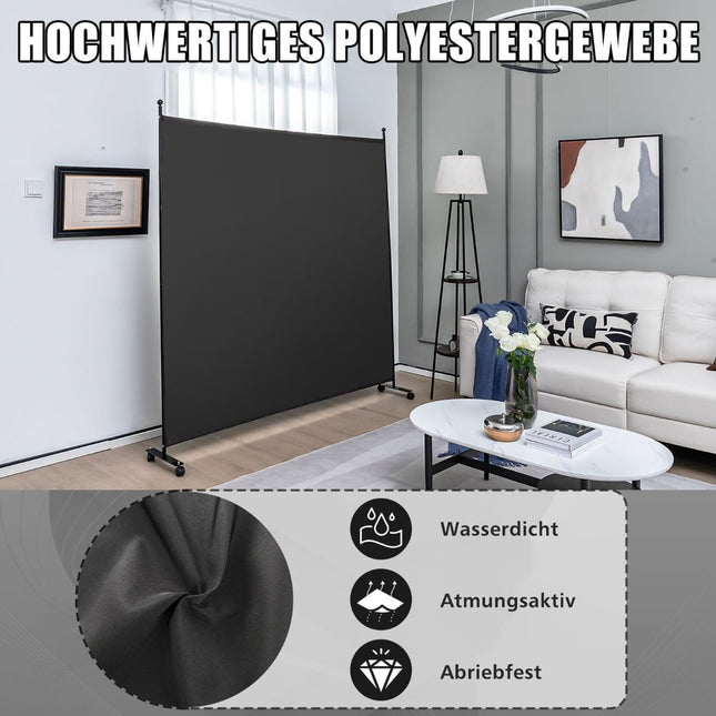 Room Divider with Panel, Black, 184 x 30 x 184 cm