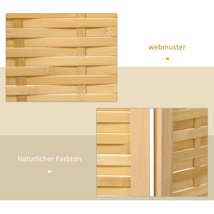 Foldable room divider in bamboo - 3-part privacy screen 120x170cm