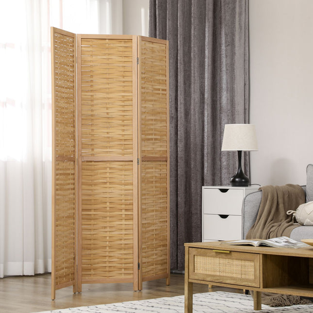 Foldable room divider in bamboo - 3-part privacy screen 120x170cm