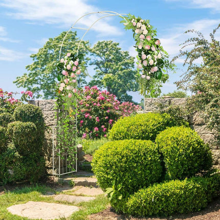 Rose Arch Arch Metal Garden Arch for Climbing Plants & Roses Trellis Country House Style 167 x 37 x 240 cm White