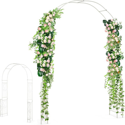 Rose Arch Arch Metal Garden Arch for Climbing Plants & Roses Trellis Country House Style 167 x 37 x 240 cm White