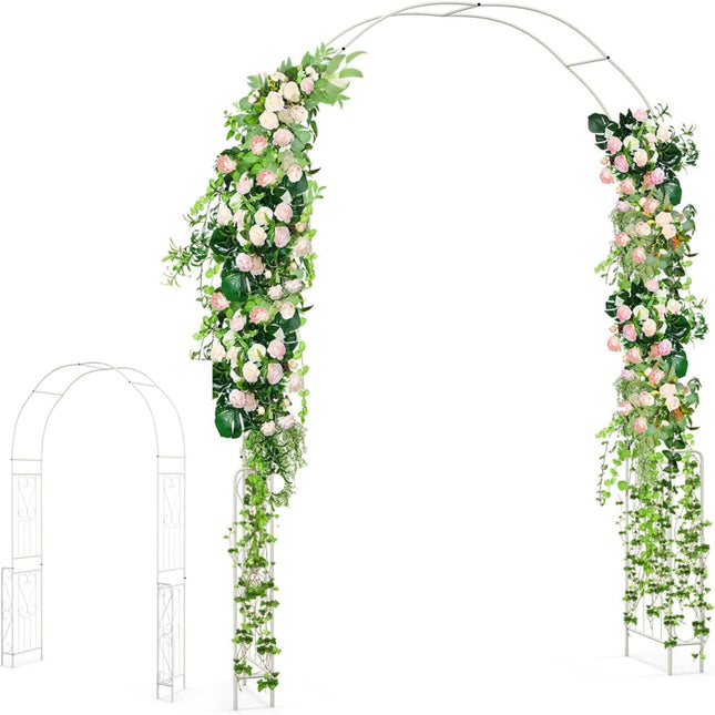 Rose Arch Arch Metal Garden Arch for Climbing Plants & Roses Trellis Country House Style 167 x 37 x 240 cm White