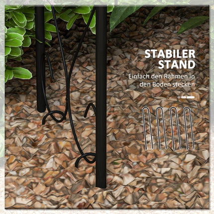 Steel garden arch for climbing plants, 125x37x230 cm, Black