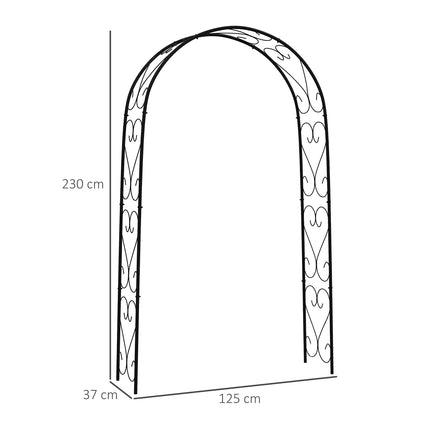Steel garden arch for climbing plants, 125x37x230 cm, Black
