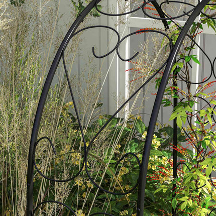 Steel garden arch for climbing plants, 125x37x230 cm, Black
