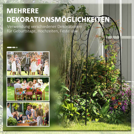 Steel garden arch for climbing plants, 125x37x230 cm, Black