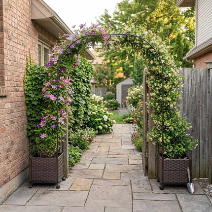 Rose Arch With 2 Planters, Locking Casters, Water Reservoir