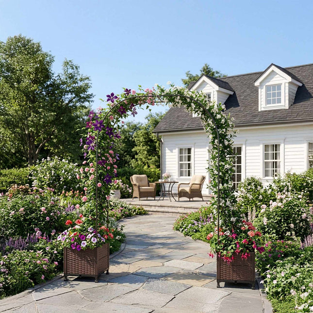 Rose Arch With 2 Planters, Locking Casters, Water Reservoir