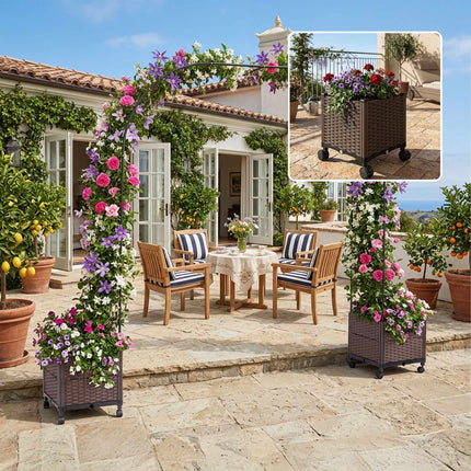 Rose Arch With 2 Planters, Locking Casters, Water Reservoir