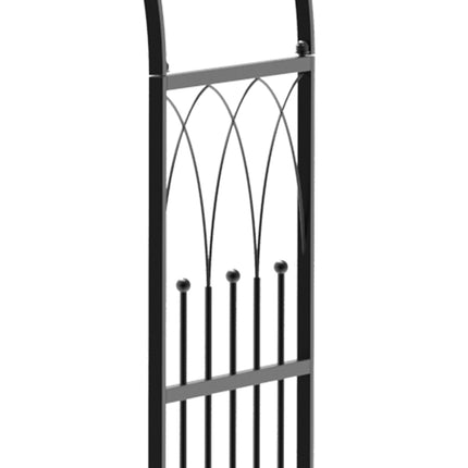 Metal garden arch with bench - Black, 121 x 50 x 203 cm