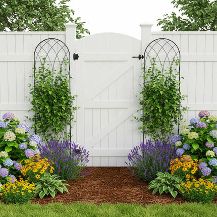 Rose Trellis Set Of 2, Metal Arched With Ground Spikes