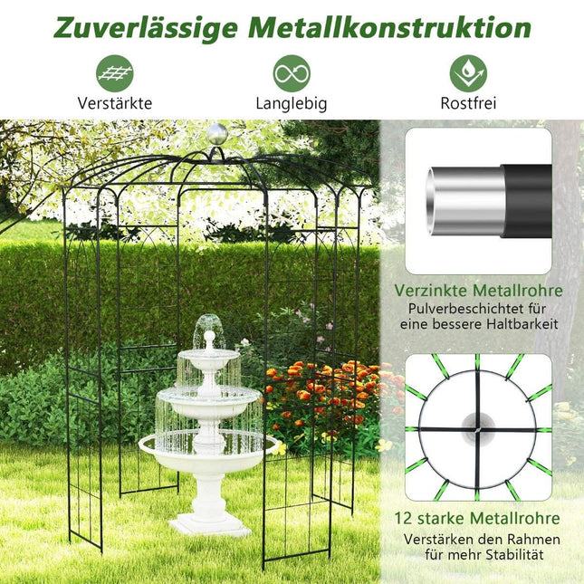 Rose arch metal rose pavilion garden arch for climbing plants archway garden 206 x 206 x 286 cm black