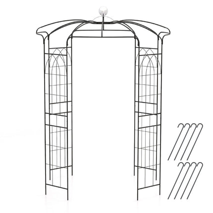 Rose arch metal rose pavilion garden arch for climbing plants archway garden 206 x 206 x 286 cm black