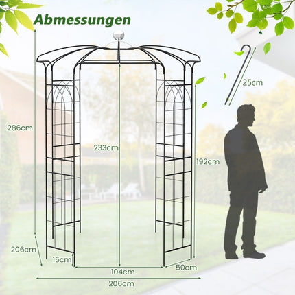 Rose arch metal rose pavilion garden arch for climbing plants archway garden 206 x 206 x 286 cm black