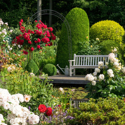Rose arch with supporting ornaments