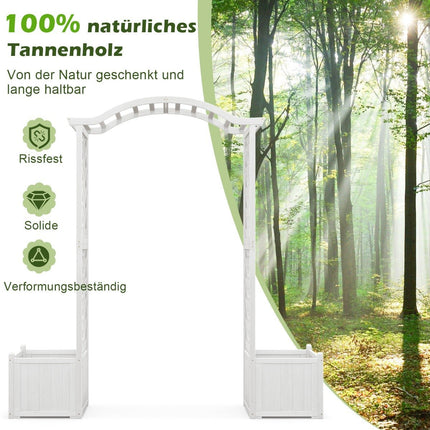 Rose arch wooden 2 in 1 archway with flower box garden pergola modern 183 x 42 x 200 cm white