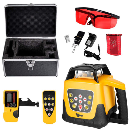 Rotary Laser Level Kit, Red Beam, 300m Self-Leveling